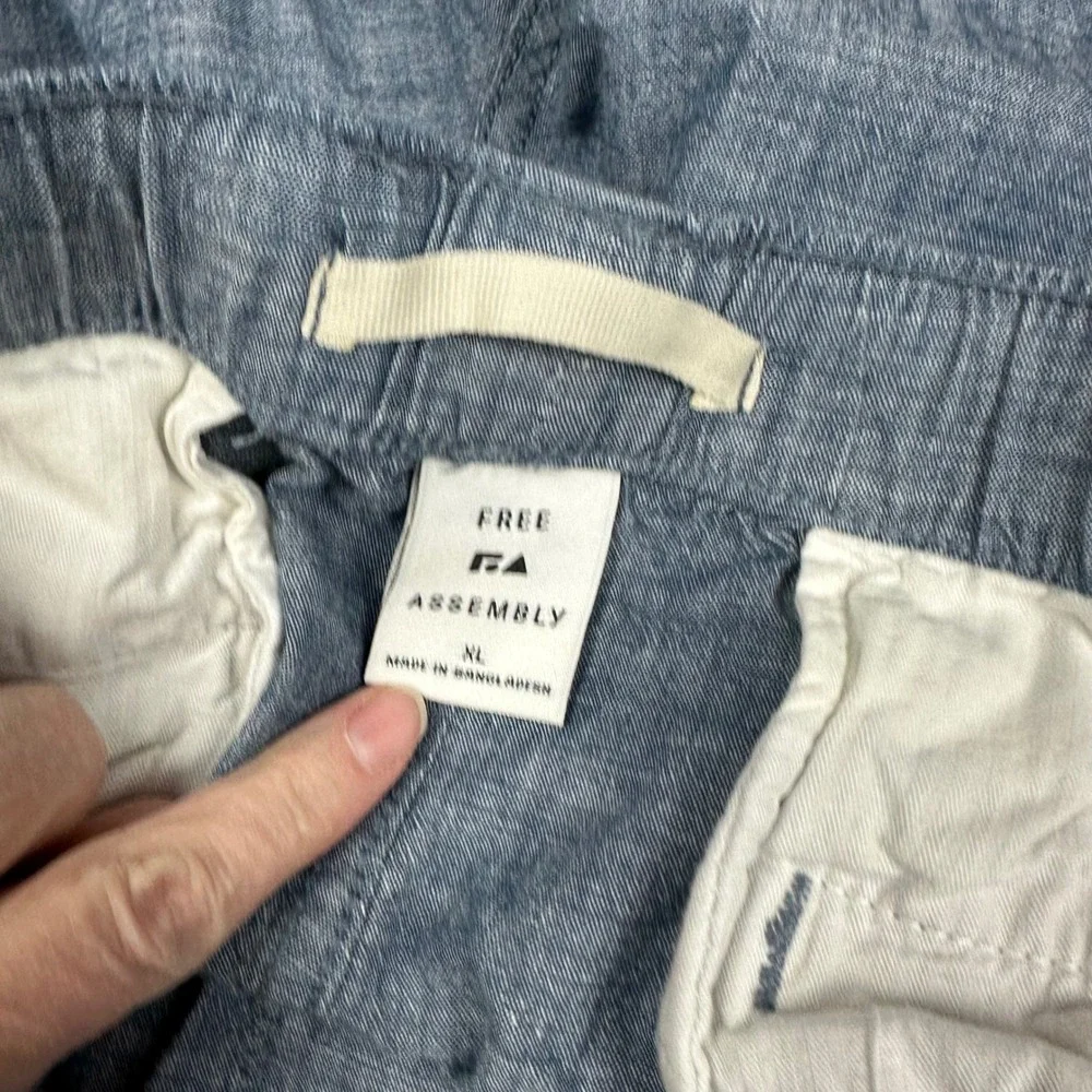 Free Assembly Mens Blue Chambray Drawstring Shorts‎ XL Elastic Waist Pocketed